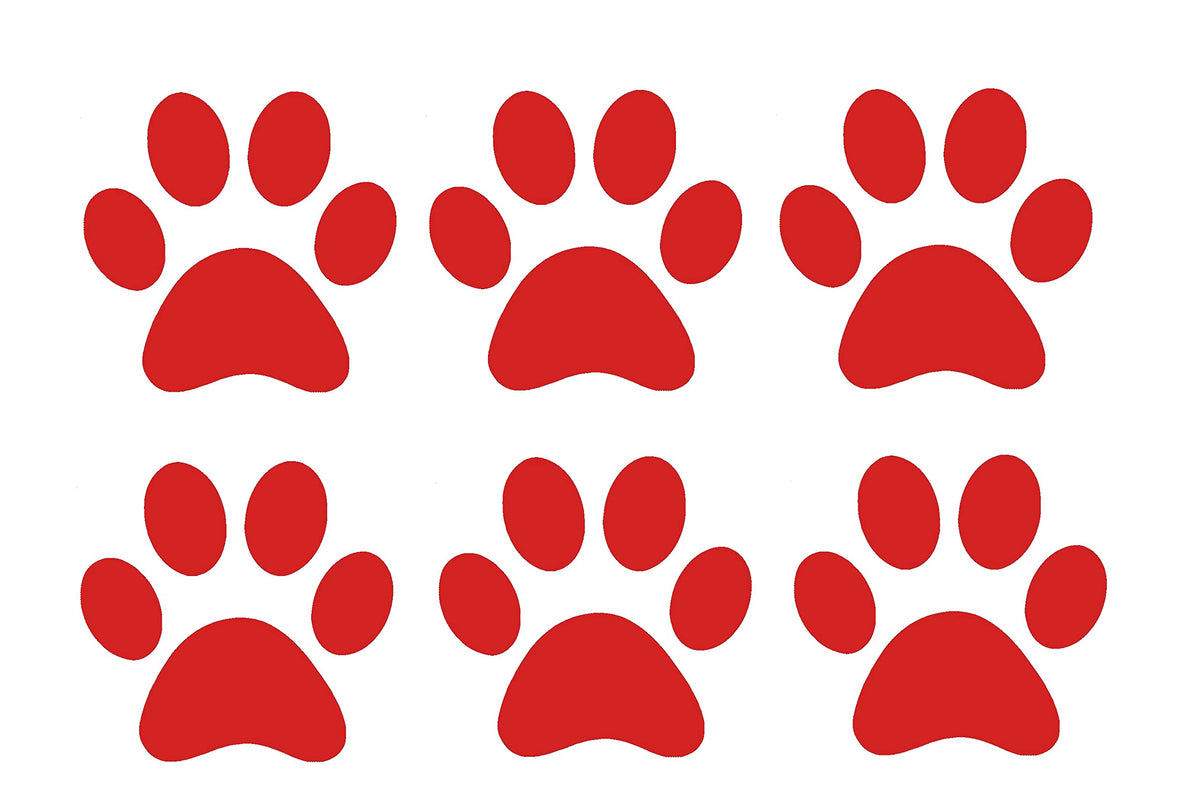 Pack of 6 Cat Dog Animal Paw Cute Stickers - Sticker Pack - Laptop Stickers - Water Bottle Stickers - Wall Decal - Gifts for Cat Lovers - Cat Gifts for Women (Red, 4cm x 4cm)