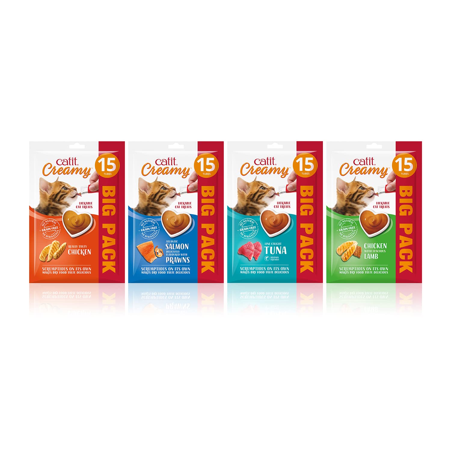 Catit Creamy Salmon & Prawn Lickable Cat Treats, 15 x 10g