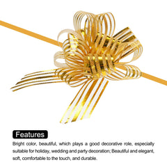 sourcing map 5pcs 4 Inch Organza Large Pull Bow Metallic Gift Wrapping Bows Ribbon Chiffon Yarn Gold for Wedding Presents Baskets Christmas