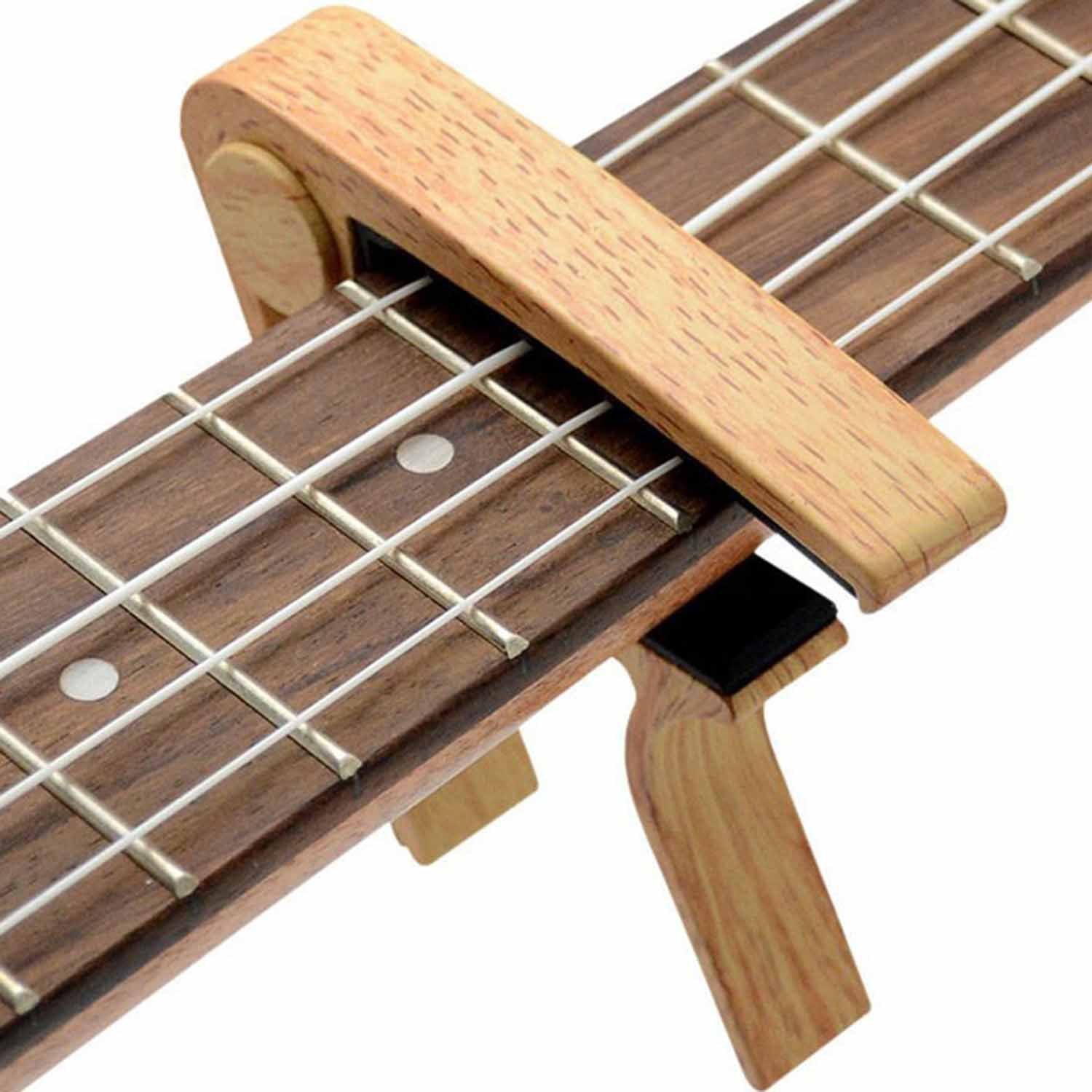 WINGO Guitar Capo for 6-String Acoustic Electric Steel Guitars with 5 Picks-Naturalwood Color