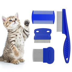 Flea Comb for Cat Dog, 4 PCS Flea Removal Lice Combs Fine Tooth Comb Grooming Set Remove Float Hair Tear Marks Tick Removal Tool