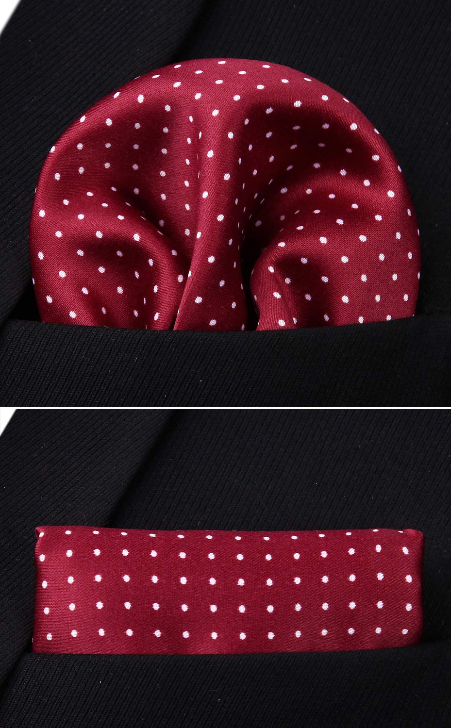 HISDERN Burgundy Ties for Men Polka Dot Wedding Tie Handkerchief Formal Business Necktie & Pocket Square Set