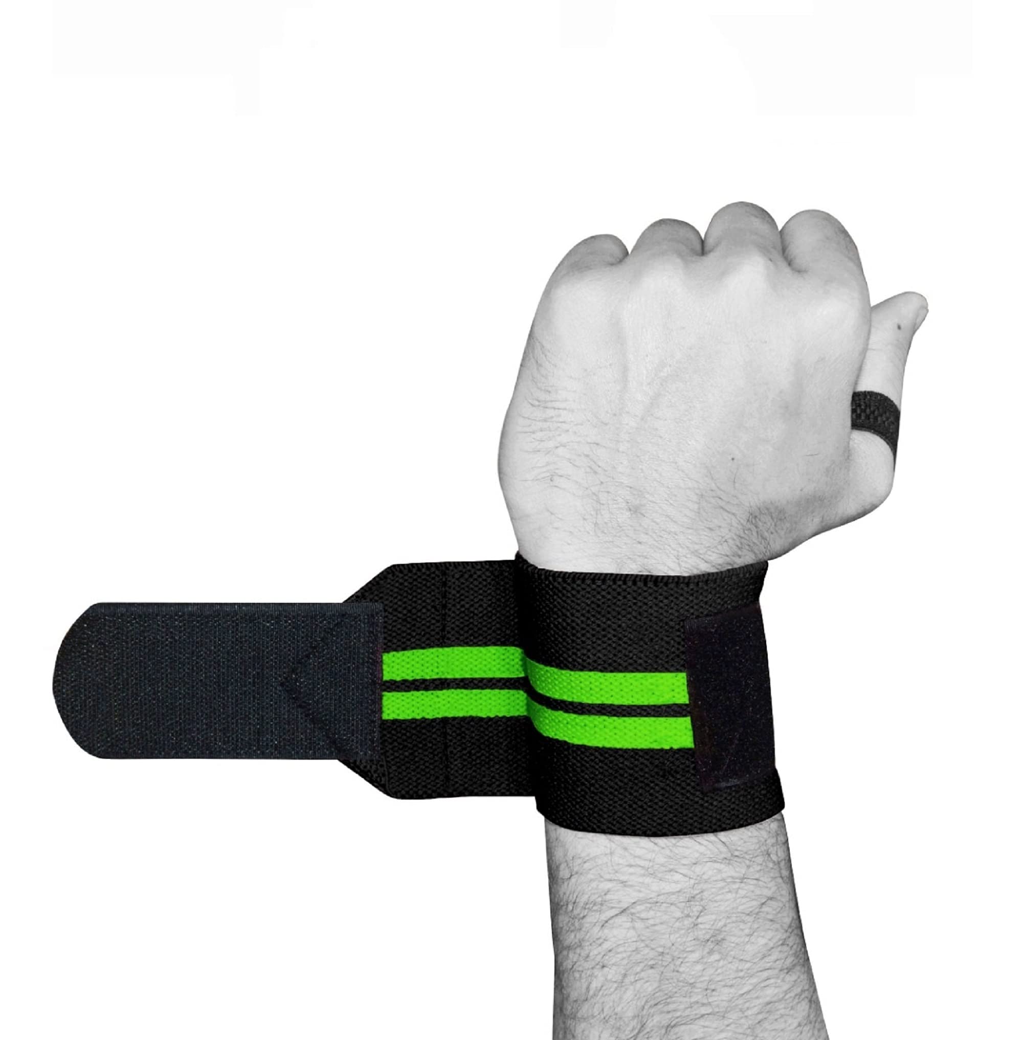 Weightlifting Wrist Wraps - Professional Grade with Thumb Loops - Wrist Support Braces - Men & Women - Weight Lifting, Crossfit, Powerlifting, Strength Training Straps (Black & Green, 13)