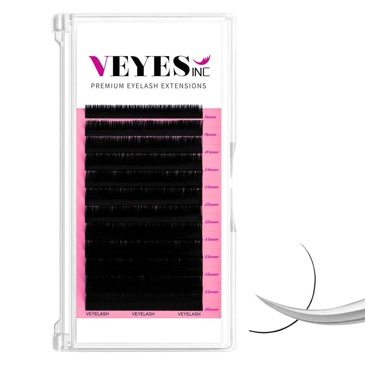 VEYES Classic Individual Lash Extensions 0.03-0.20 C/CC/D/DD Curl 8-20mm Mixed & Single Length Volume Eyelashes Tray, Matte Black, Professional Supplies for Lash Techs (0.07 C 14mm)