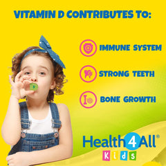 Kids Vitamin D3 600iu Chewable 90 Tablets (V). Sugar Free. Natural Orange Flavour. Made by Health4All UK