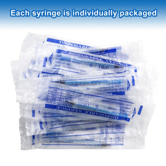 20 Pack 1ml Plastic Syringes, No Needle Measuring Syringe with Cap, Sterile Syringe for Scientific Labs, Feeding Pets, Oil or Glue Applicator, Individually Sealed