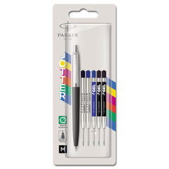 Parker Jotter Originals Ballpoint Pen   Classic Black Finish   Medium Point   2 Ballpoint & 3 Gel Refills   Blue & Black Ink   6 Count