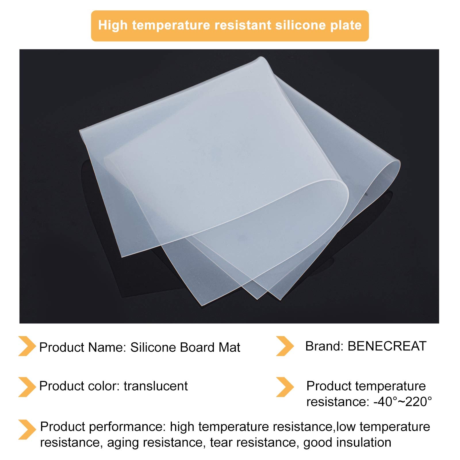 BENECREAT 2PCS White Silicone Rubber Sheet Plate 250x250x1mm High Temperature Resistant Gasket Board, Used for Make Gaskets and Seals