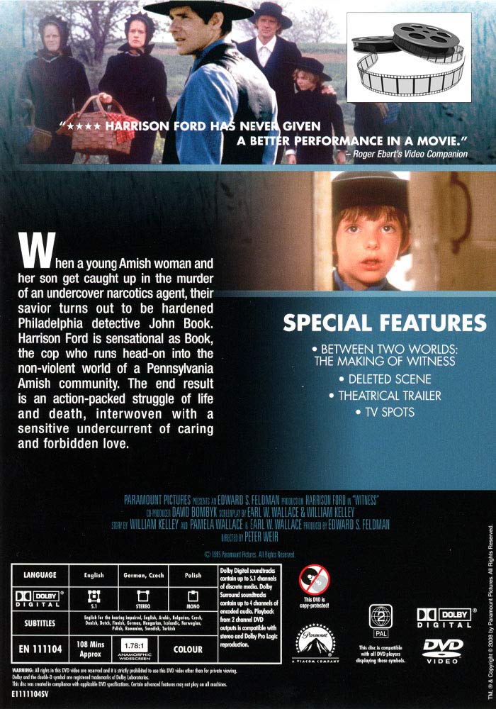 Witness - Harrison Ford - Special Edition [DVD] [1985]