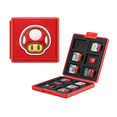 JINGDU Switch Game Case for NS/Lite/OLED Game Card, Durable Switch Game Cartridge Holder with 12 Slots, Cute Portable Protective Card Storage Box, Mushroom