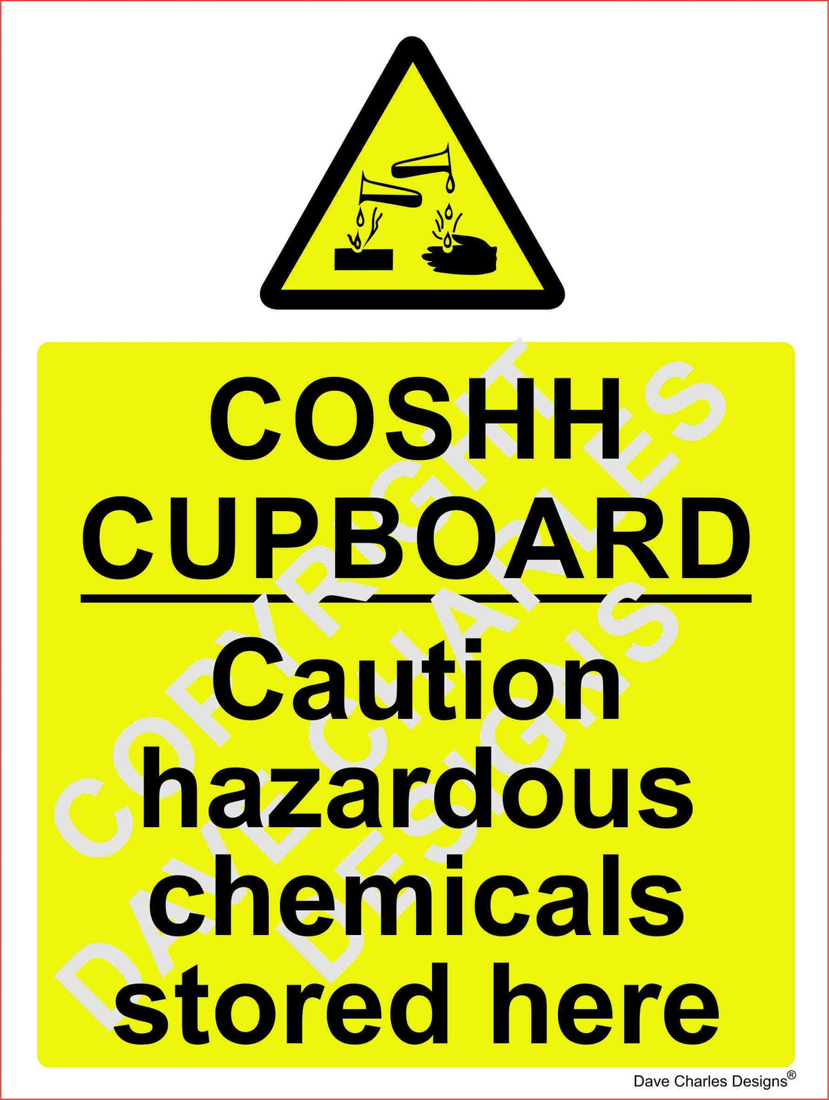 COSHH Cupboard Safety Sign - Self Adhesive Vinyl Sticker 150mm x 200mm The clearest Cosh Cupboard Safety Sign. Health and safety signs