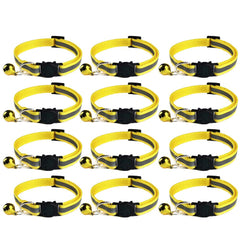 Tafeiya 12x Reflective Design Adjustable Cat Collars More Safety Quick Release Safety Buckle with Bell (Yellow)