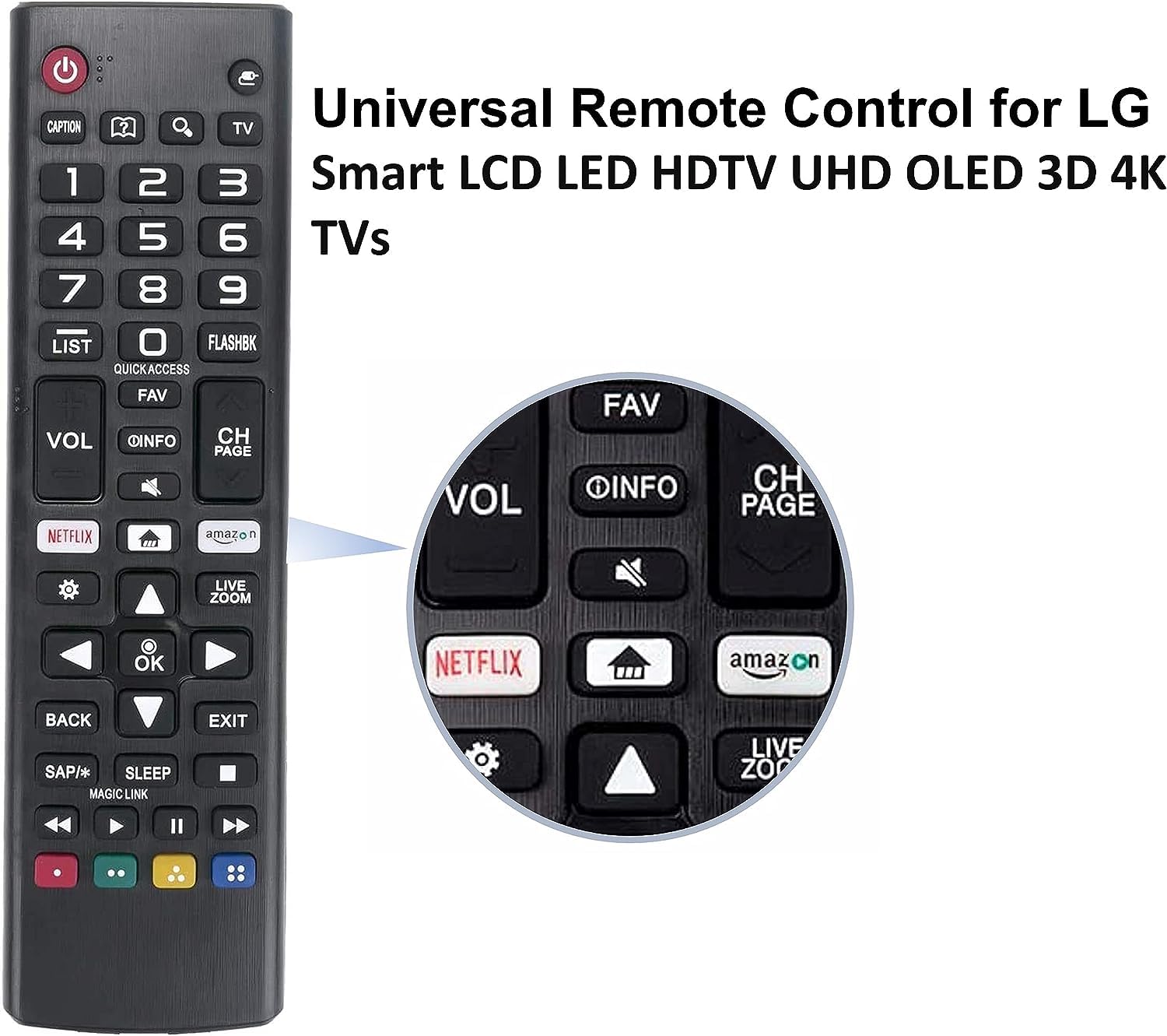 Universal TV Remote for LG TV Remote Control (All Models) Compatible with All LG Smart TV LCD LED 3D AKB75095308 AKB75375604 AKB75095307 AKB75675304 AKB74915305 Remote Control for LG TV