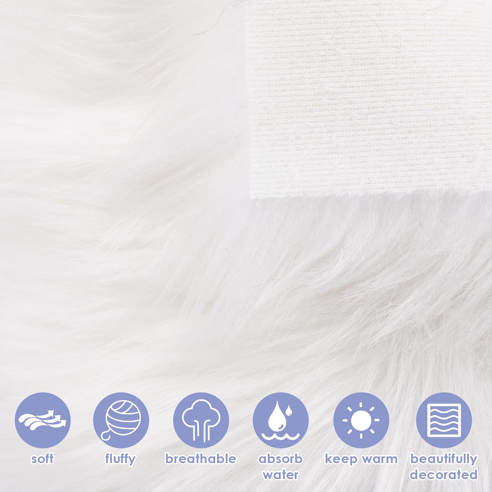 Sibba Fur Faux Locker Fabric Rug Polyester Yard Pre Cut Artificial Craft Costume Double Side Square Crafting Strips Liners Set Plush Precut Fluffy Cloth Photography Cosplay Outdoor(White,30 cm)