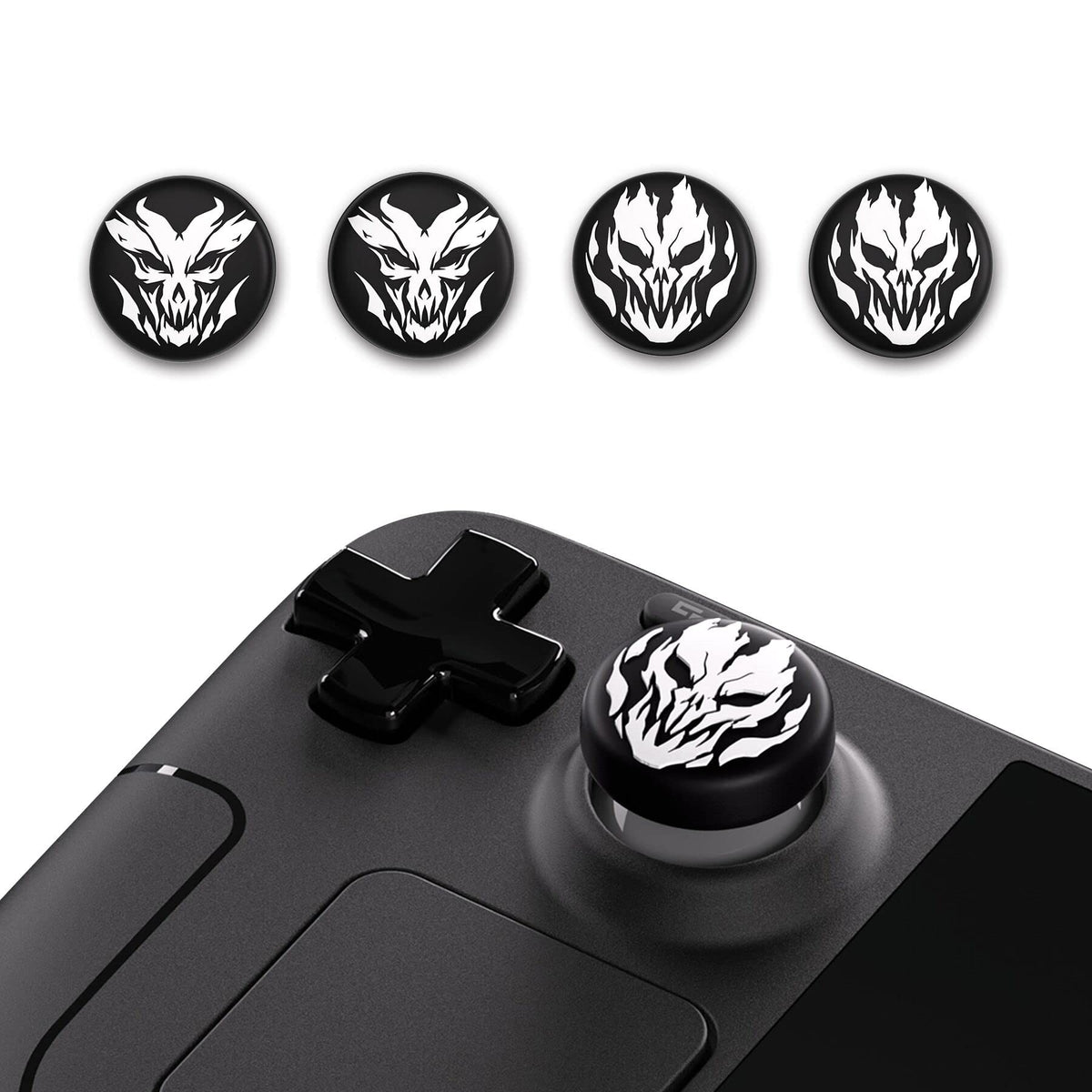 PlayVital Thumb Grip Caps for Steam Deck LCD, Silicone Thumbsticks Grips Joystick Caps for Steam Deck OLED - Fire Demons