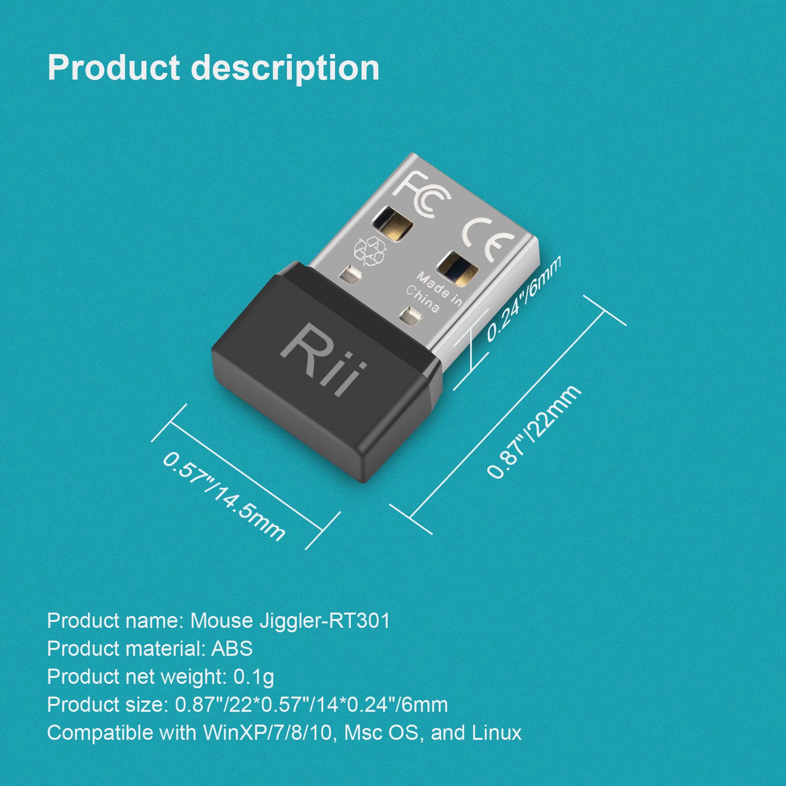 Rii (2-Pack) Mouse Jiggler,Undetectable Mouse Mover Jiggler Automatic Mouse Mover Wiggler USB Port for Computer Laptop,Simulate Mouse Movement to Keep Computer Awaking,Plug and Play