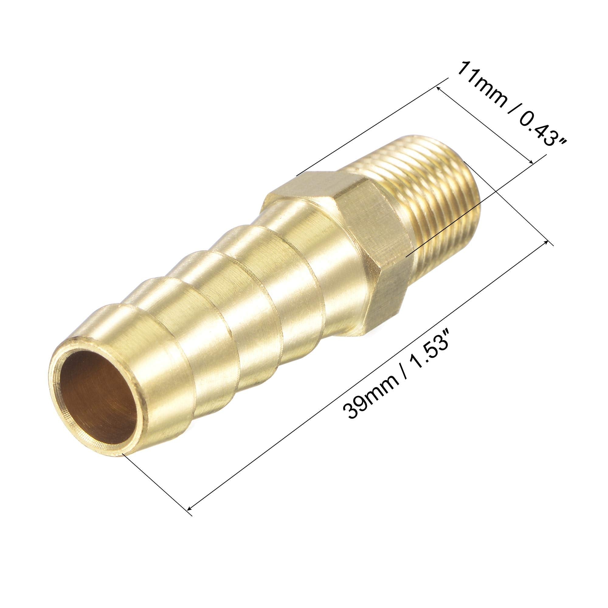 sourcing map Brass Hose Barb Fitting Straight 3/8 Inch x NPT 1/8 Male Thread Pipe Connector for Water Air Fuel Tube