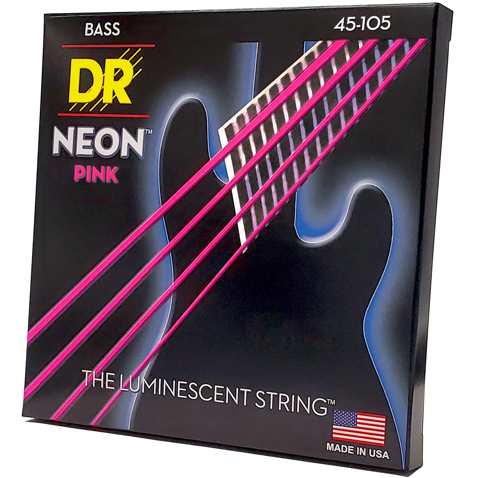 DR Strings HI-DEF NEON™ - PINK coloured Bass Strings: Medium 45-105