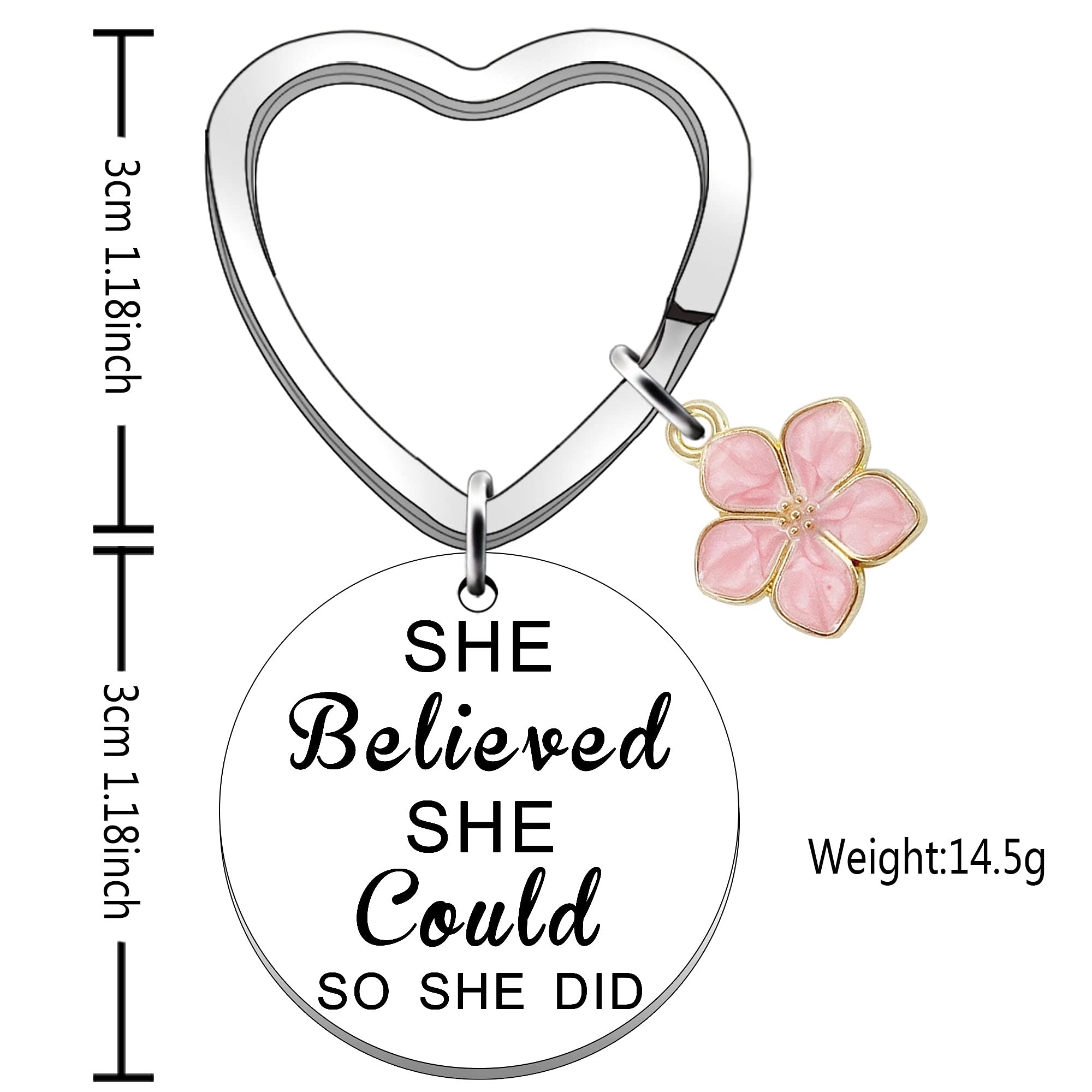 SDOFY Inspirational Keyrings She Believed She Could So She Did Women Girls Gifts Congratulations Gift Keychain Gifts for Daughter Sister Girlfriend Niece Best Friends