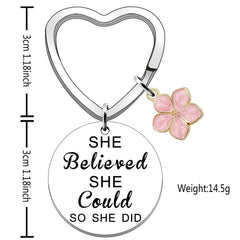 SDOFY Inspirational Keyrings She Believed She Could So She Did Women Girls Gifts Congratulations Gift Keychain Gifts for Daughter Sister Girlfriend Niece Best Friends