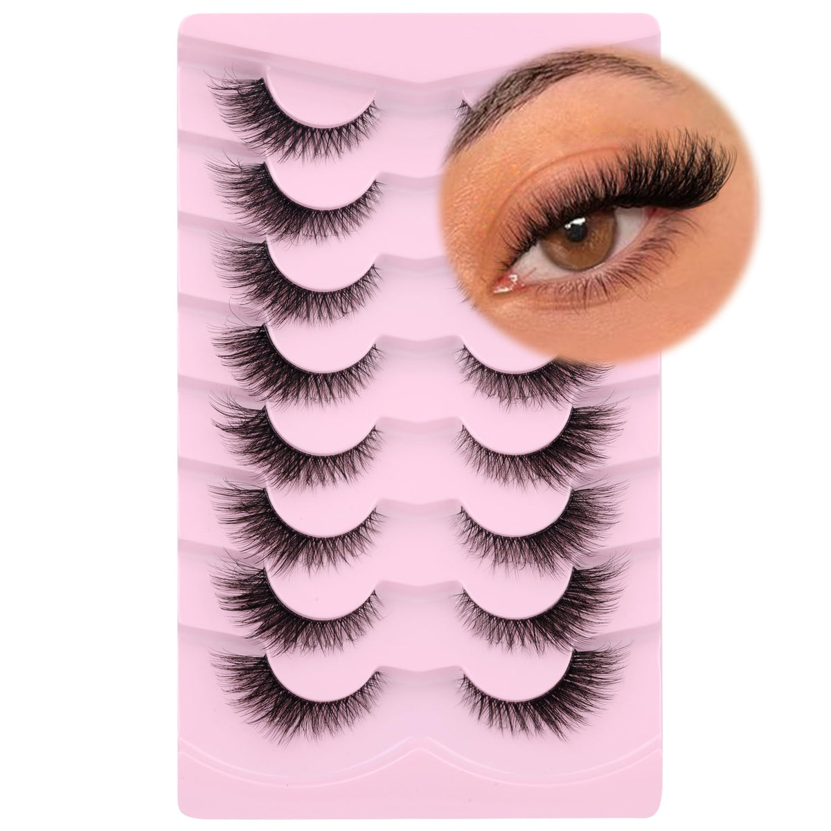 Fox Eye Lashes Wispy Eyelashes Natural Look Clear Band Lashes Fluffy Faux Mink Lashes Natural False Lashes Pack by GVEFETIEE 8 Pairs