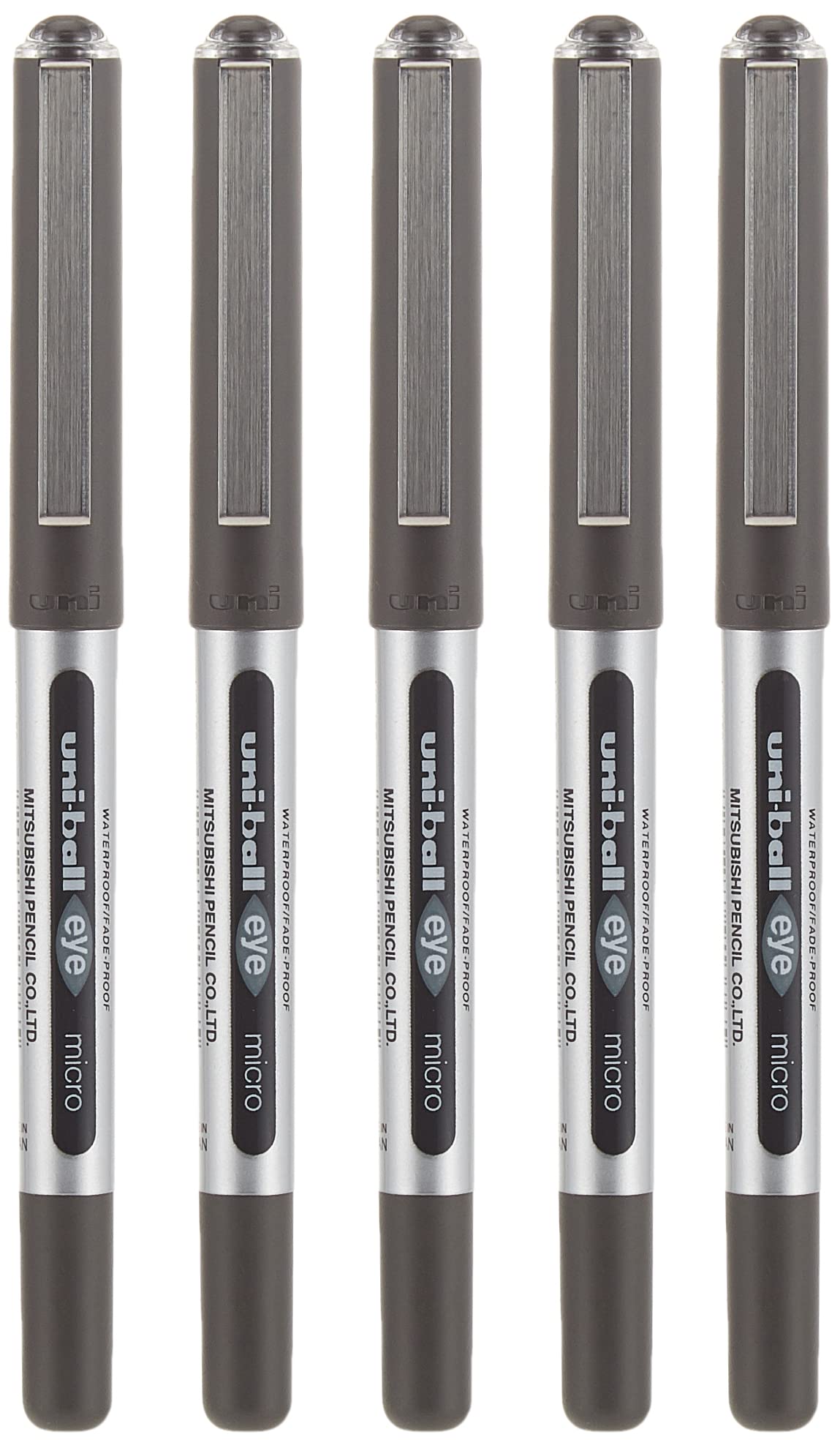 uni-ball Eye Micro UB-150 Rollerball Pens - Black, Pack of 5