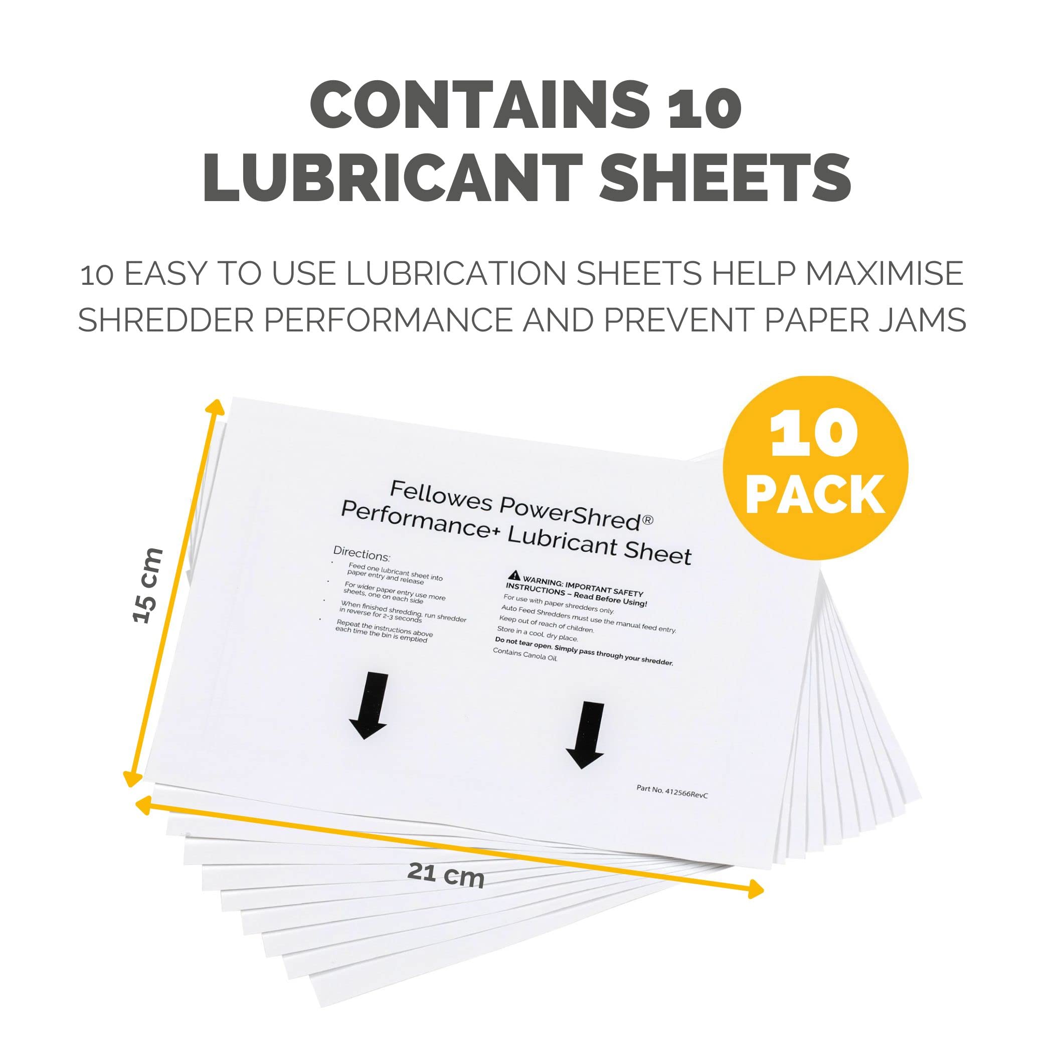 Fellowes 10 Paper Shredder Oil Lubricant Sheets – Powershred Performanceand Easy to Use Shredder Oil Sheets - White