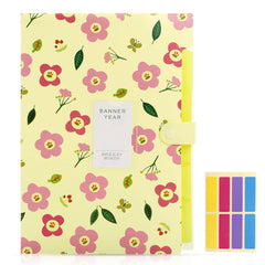 Expandable Expanding File,Expanding File Folder A4, Expanding File Organiser with 5 Pockets,Filing Folder Organiser,Floral Printed Folders for Paperwork,Yellow