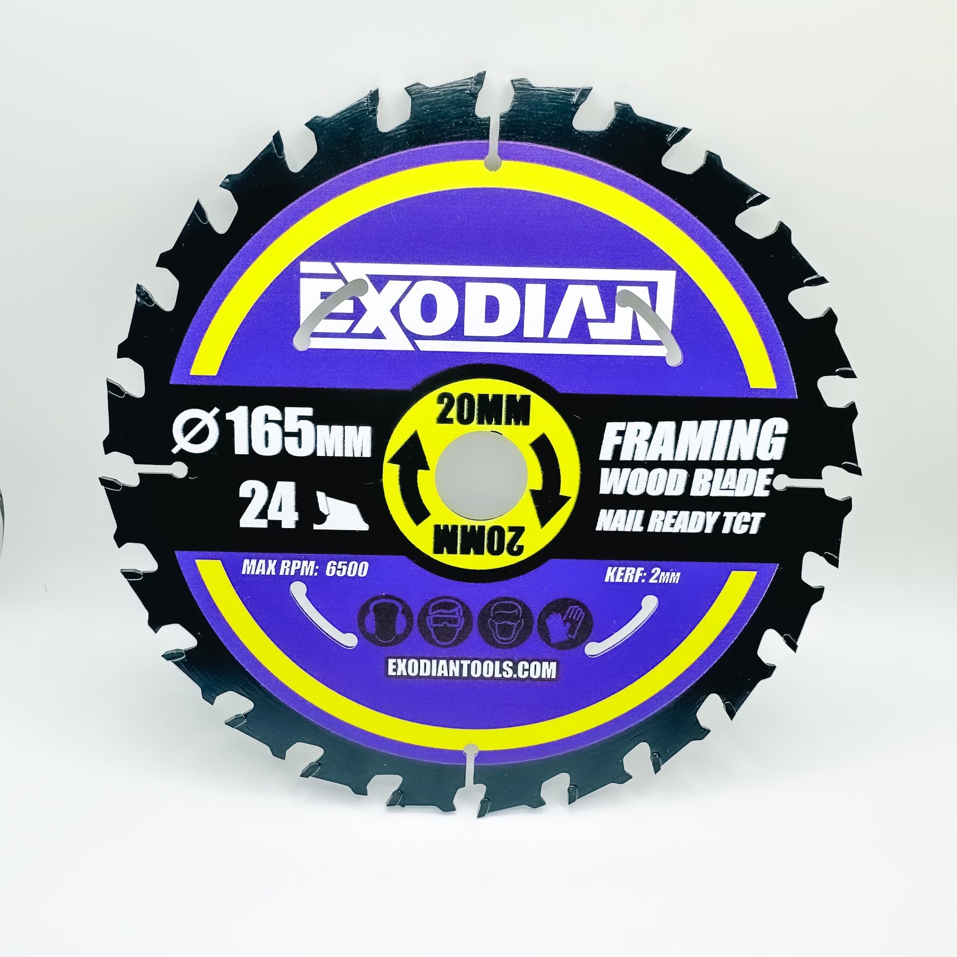 Exodian 24t 20 x 165mm Circular Saw Blade Framing 20mm Bore, Thick 2mm Kerf