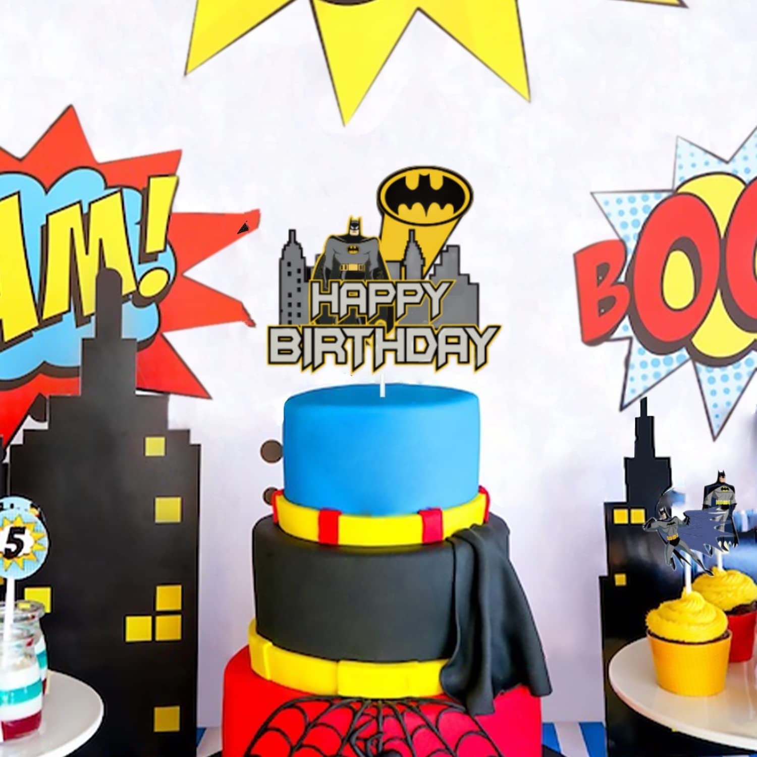 i-QiQi Batman Cake Toppers,Boys Batman Birthday Cake Decorations Cupcake Toppers for Boys,Girls,Kids Birthday Superhero Batman Party Supplies