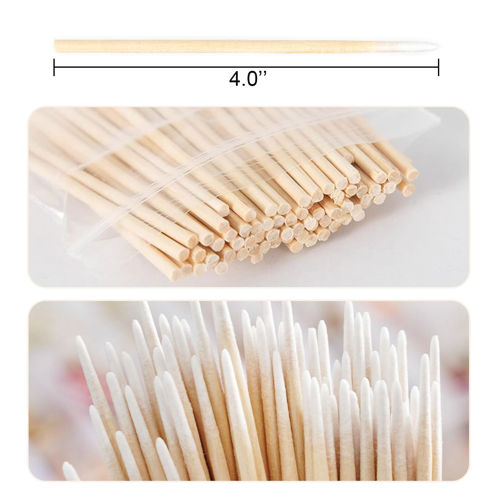 Qiuyan 400pcs Microblading Cotton Swab with Wood Handle Small Pointed Tip Head for Eyebrow Tattoo Beauty Make-up Color Nail Seam Dedicated Dirty Picking Sticks