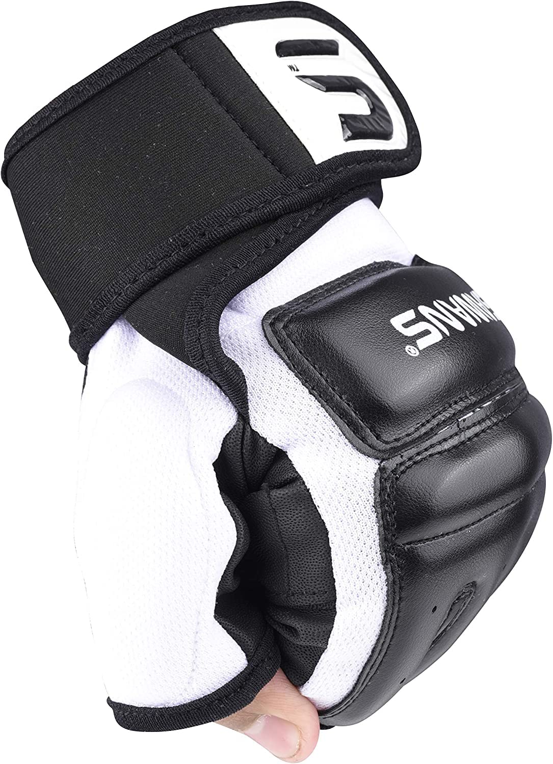 SAWANS Punch Bag Boxing Gloves Karate Mitts MMA Body Combat Taekwondo Training Martial Art Fighting Grappling Muay Thai (Black, Large)