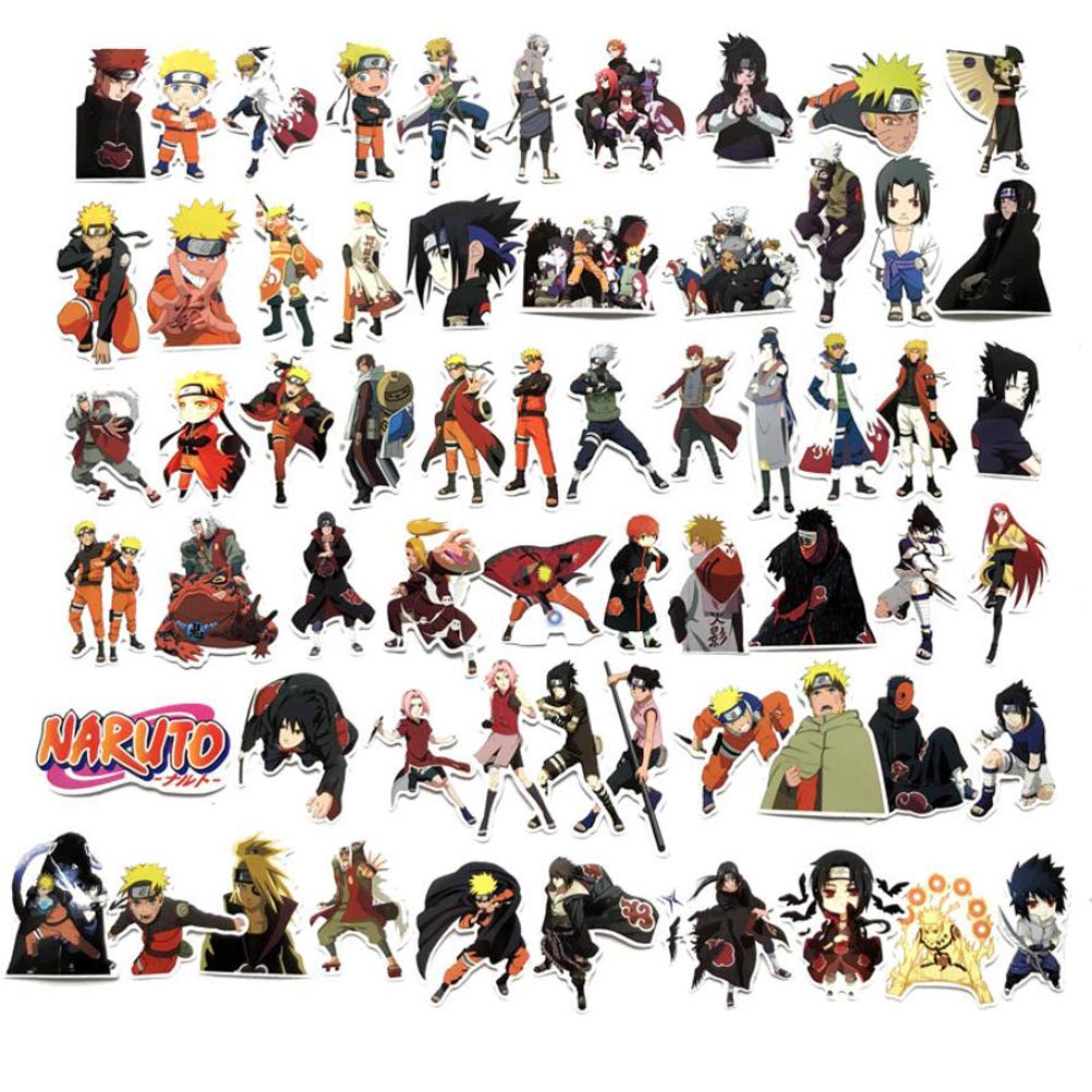 63pcs Naruto Decals Anime Cartoon Stickers Waterproof Sunlight-Proof DIY Ideals for Cars, Motorbikes, Portable luggages, Laptops