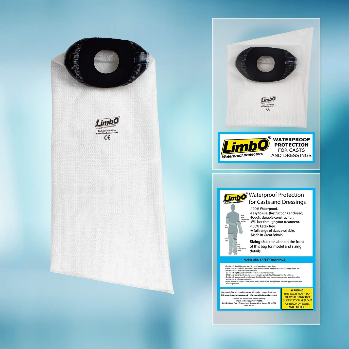 LimbO Waterproof Protectors Cast and Dressing Cover - Adult Half Arm (M50A: 22-25 cm Above Elbow Circ.)