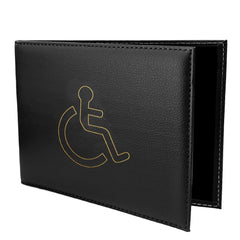 Disabled Badge Timer Parking Permit Cover, Disabled Badge Holder Wallet Protector, Soft PU Leather Disability Cover - Black