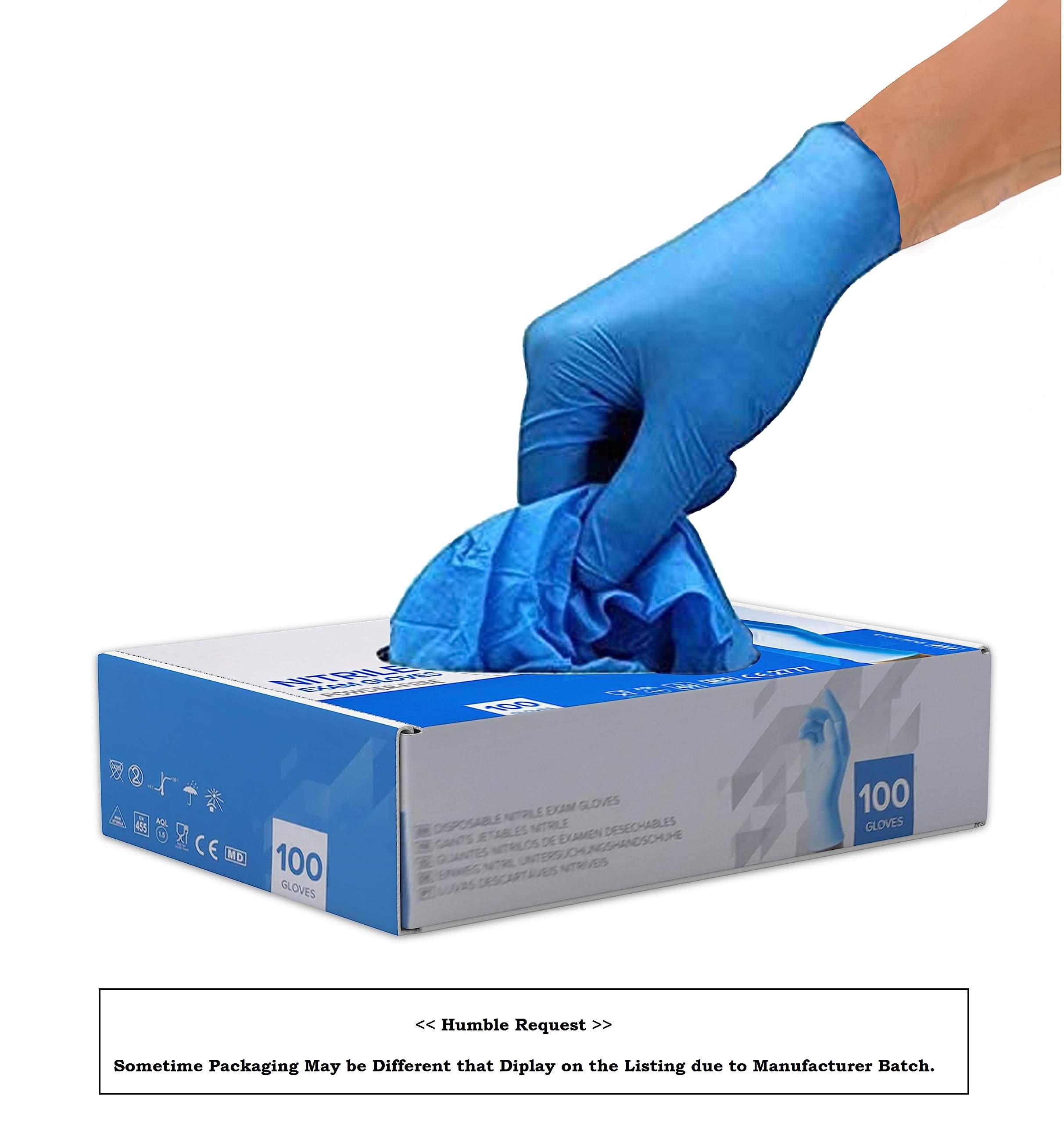 Surgicals Powder Free Nitrile Gloves, Food Grade,Hand Gloves - 100 Count - Blue (100, Medium)