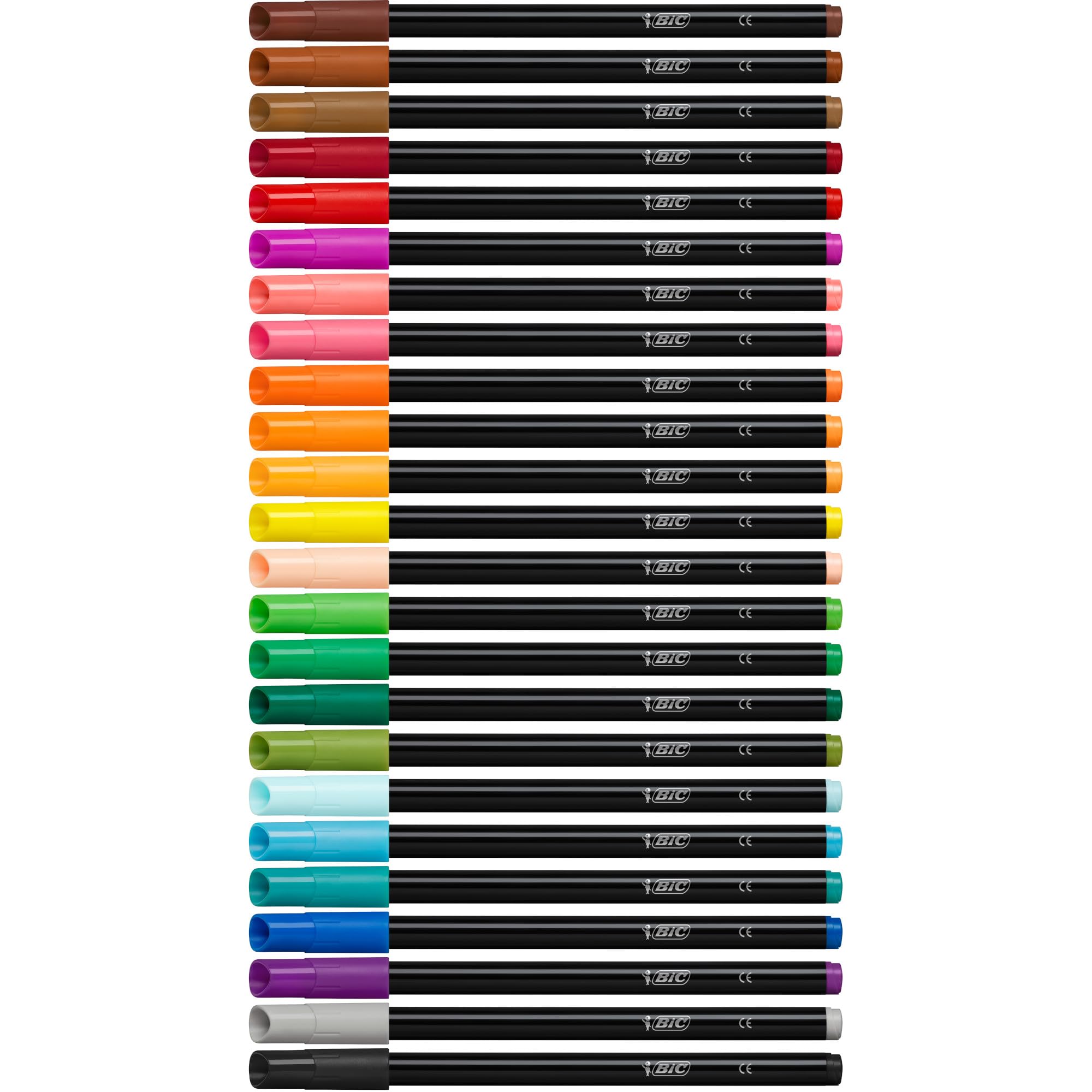 BIC Intensity Felt Tip Pens, Vibrant Colouring Pens, School Supplies for Kids or Adults, 24 Pack