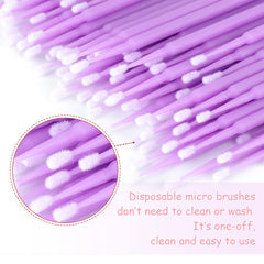 G2PLUS 200PCS Micro Applicators Brushes, Light Purple Disposable Micro Applicators, Disposable Eyelash Extension Swabs for Eyelashes Extensions