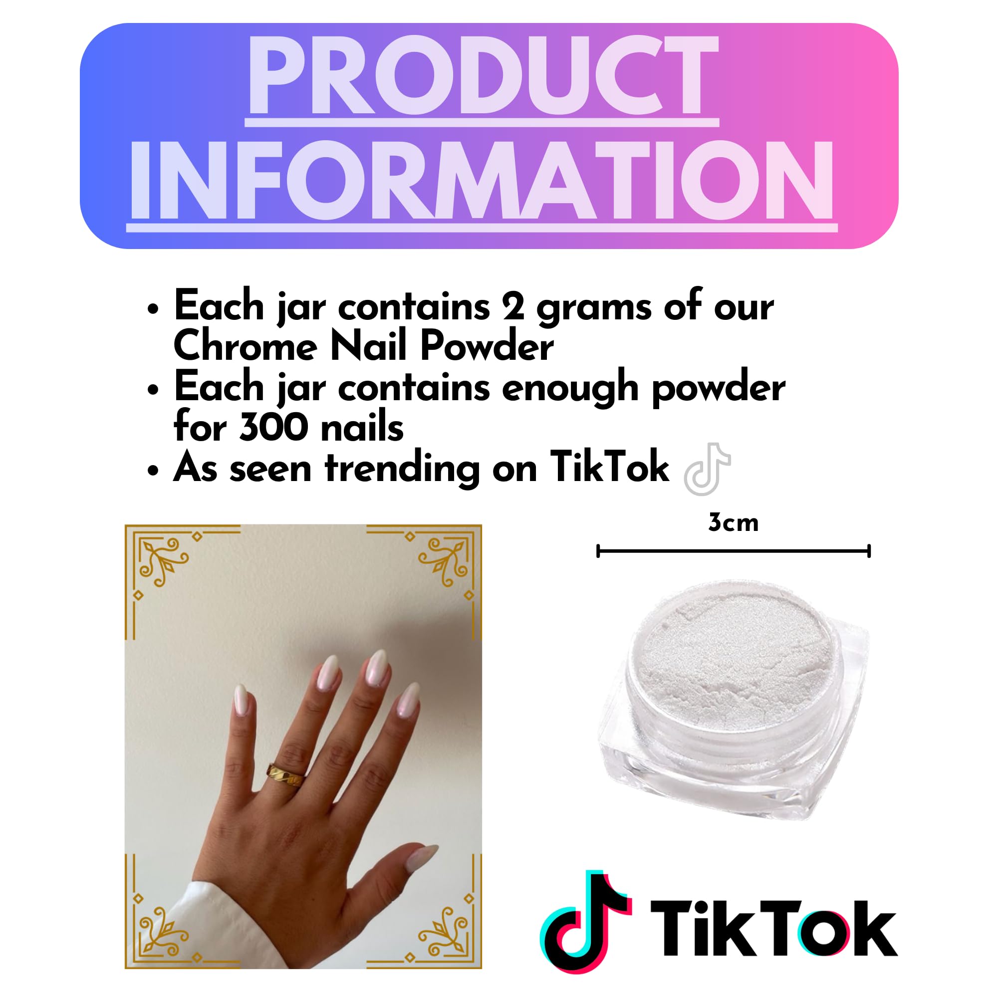 VIRAL TIKTOK TRENDING Glazed Donut Pearl Chrome Nail Powder, with Applicator Brush To Achieve Hailey Bieber Nails, Chrome Glitter Powder for Nail Art Design