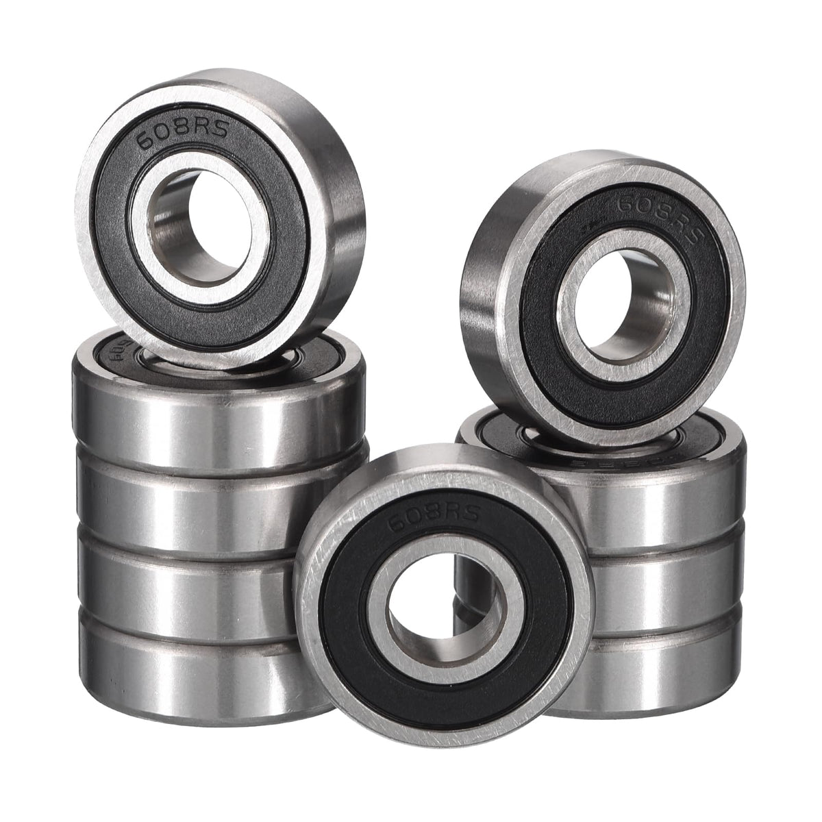 HiPicco 608-2RS Deep Groove Ball Bearings, ID 8mm x OD 22mm x Width 7mm Miniature Bearings, Double Rubber Sealed Ball Bearing Pre-Lubricated Chrome Steel Z2 Lever 10pcs