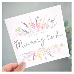 Very Special Mummy To Be Card   Pregnancy Congratulations   Baby Shower Card   Rainbow Spring Summer Florals   Square Modern Greeting Card