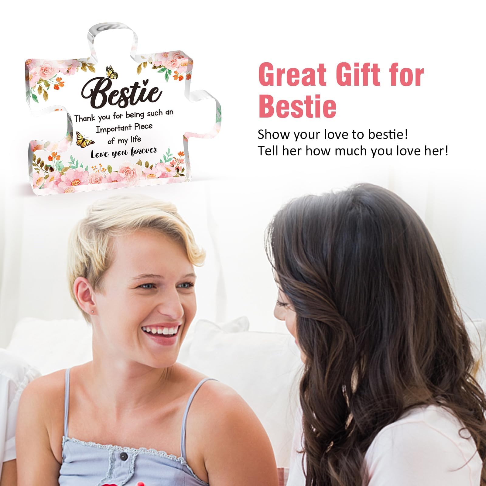 Bestie Gifts - Acrylic Puzzle Block for Women, Bestie Gifts for Women, Work Bestie Gifts for Friends, Friendship Gifts for Women, Best Friend Birthday Gifts for Women Friends