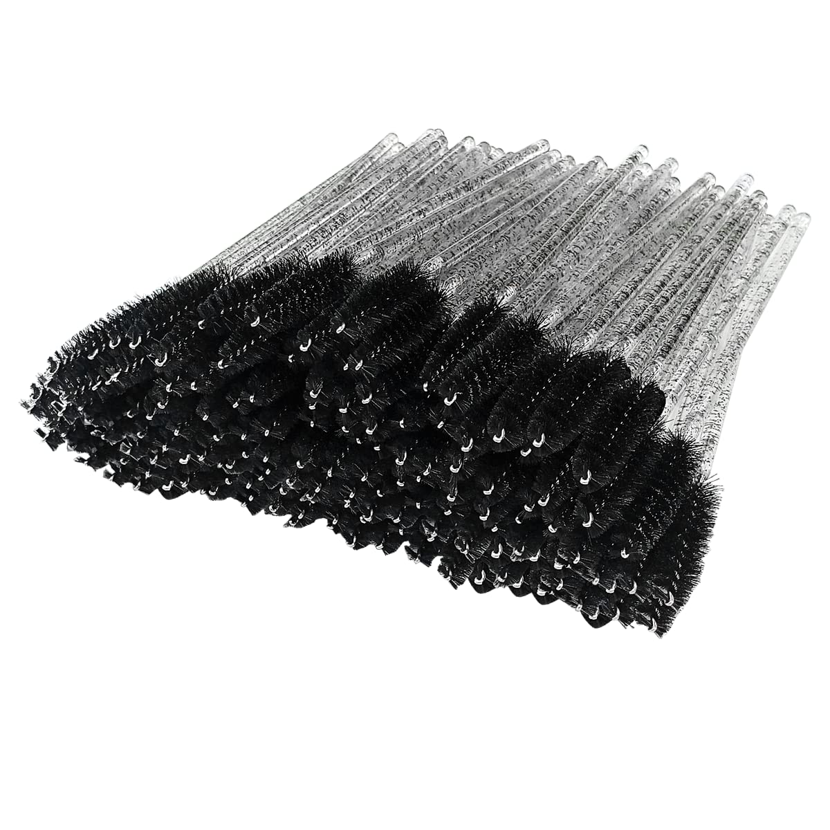 XPP Disposable Eyelash Brushes,100PCS Eye Brow Spoolie Castor Oil Brush Mascara Wands Cosmetic Makeup Tools(Crystal Black)