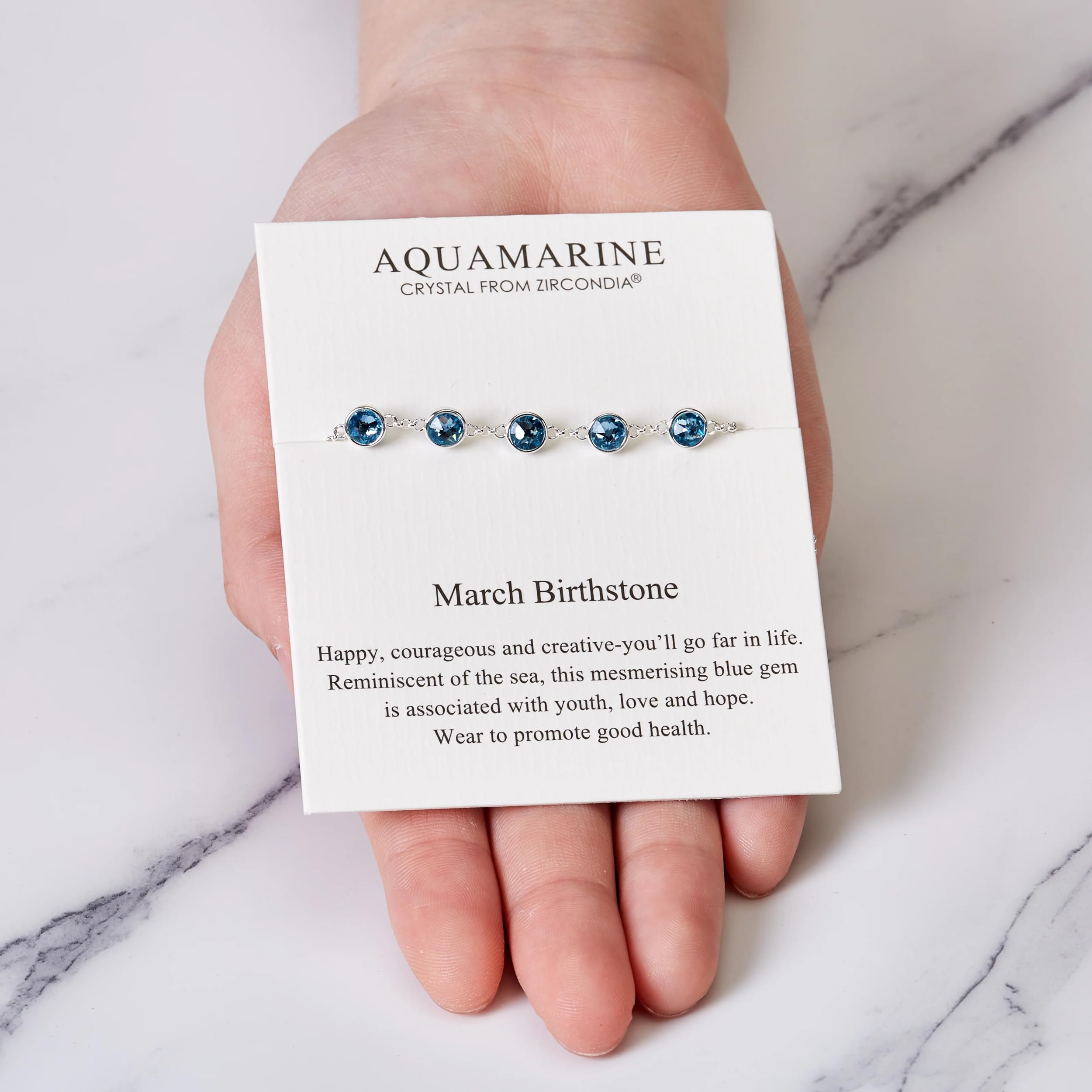 Philip Jones March Birthstone Bracelet Created with Aquamarine Zircondia® Crystals