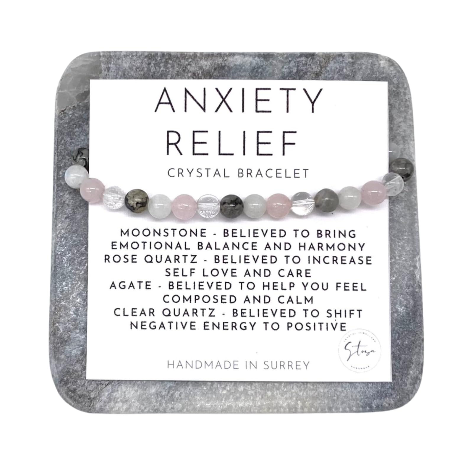 Anxiety Relief Gemstone Bracelet - Crystal Bracelet for Anxiety - Crystals for Calm and Help with Anxiety - Healing Crystal Bracelet (6.5 inch medium)