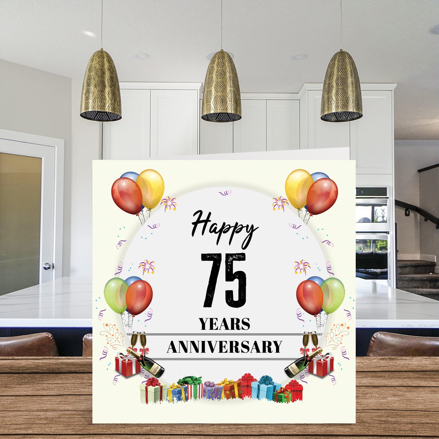 75th Anniversary Card for Husband Wife - Anniversary Party - Happy 75th Wedding Anniversary Card for Partner, 145mm x 145mm Greeting Cards for Seventy-Fifth Anniversaries