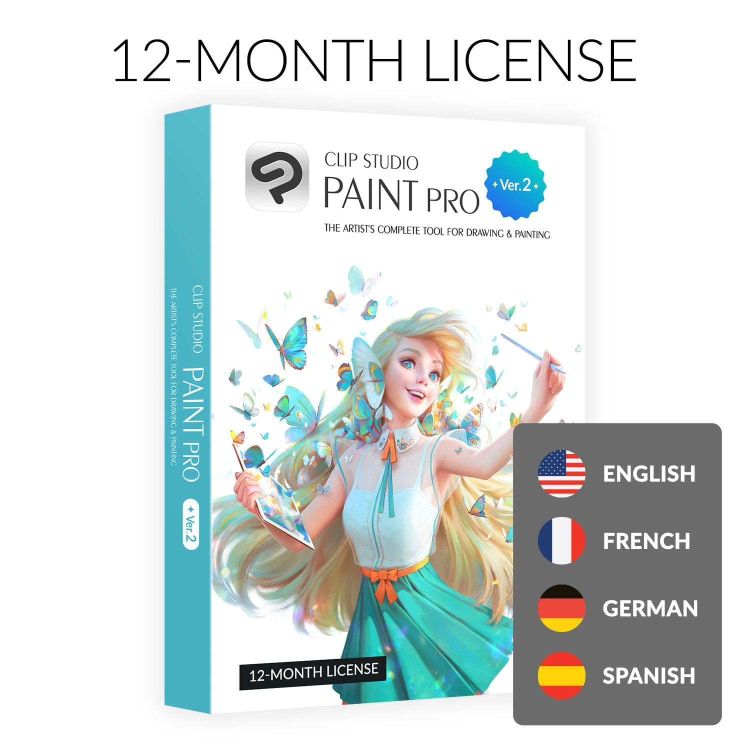 CLIP STUDIO PAINT PRO - Version 2   12 Months License   1 Device   for PC, macOS, iPad, iPhone, Galaxy, Android, Chromebook