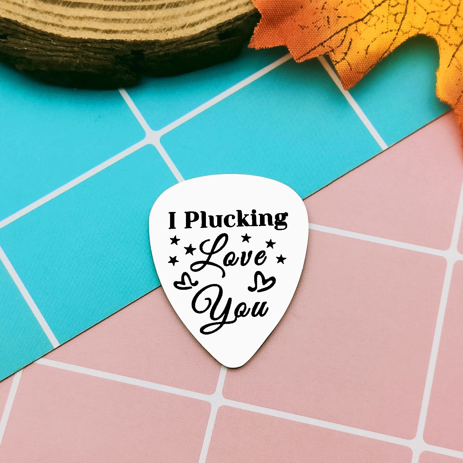 Stainless Steel Guitar Pick I Plucking Love You Guitar Pick Anniversary Present for Him Men Musical Guitar Player Keyring Gift for Husband Boyfriend Fiance Dad Valentine Christmas Birthday Gift