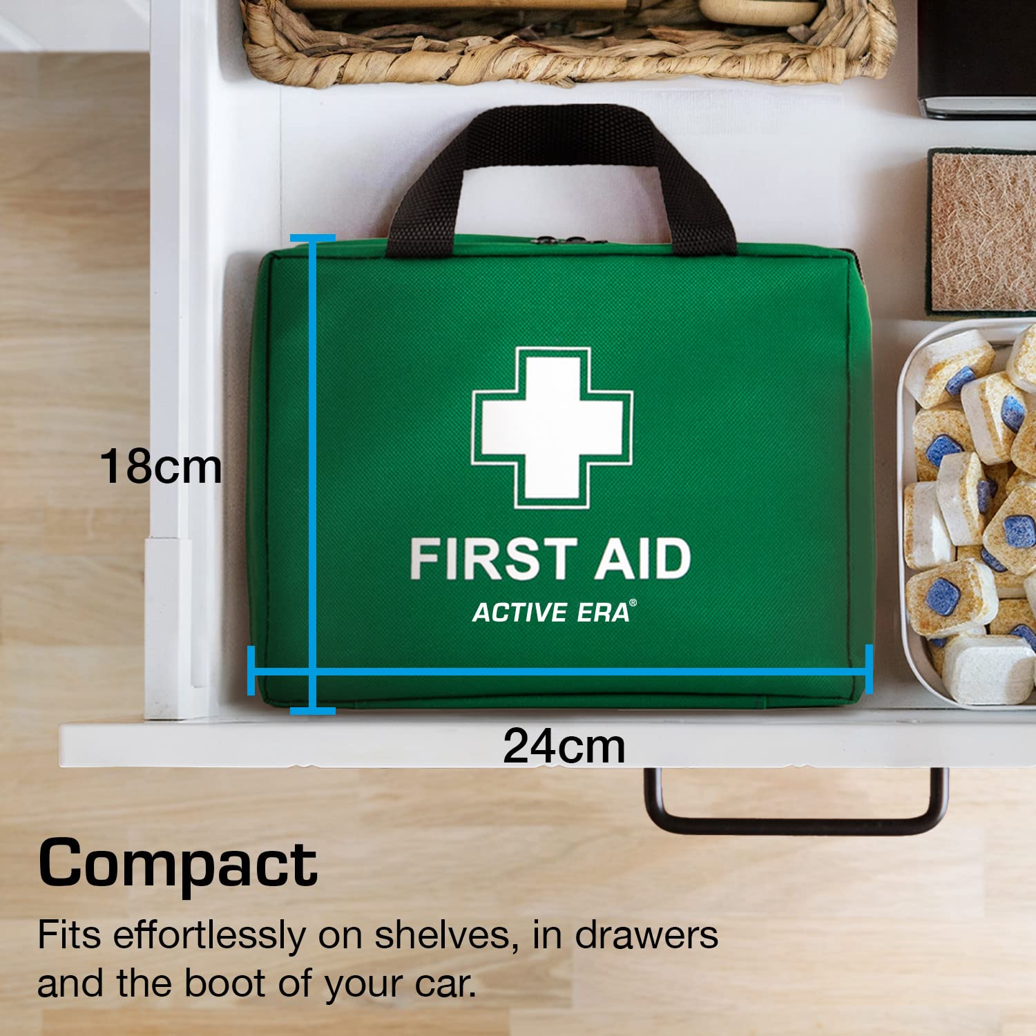 220 Piece Premium First Aid Kit Bag - Includes Eyewash, 2 x Cold (Ice) Packs and Emergency Blanket for Home, Office, Car, Caravan, Workplace, Travel and Sports (Red)