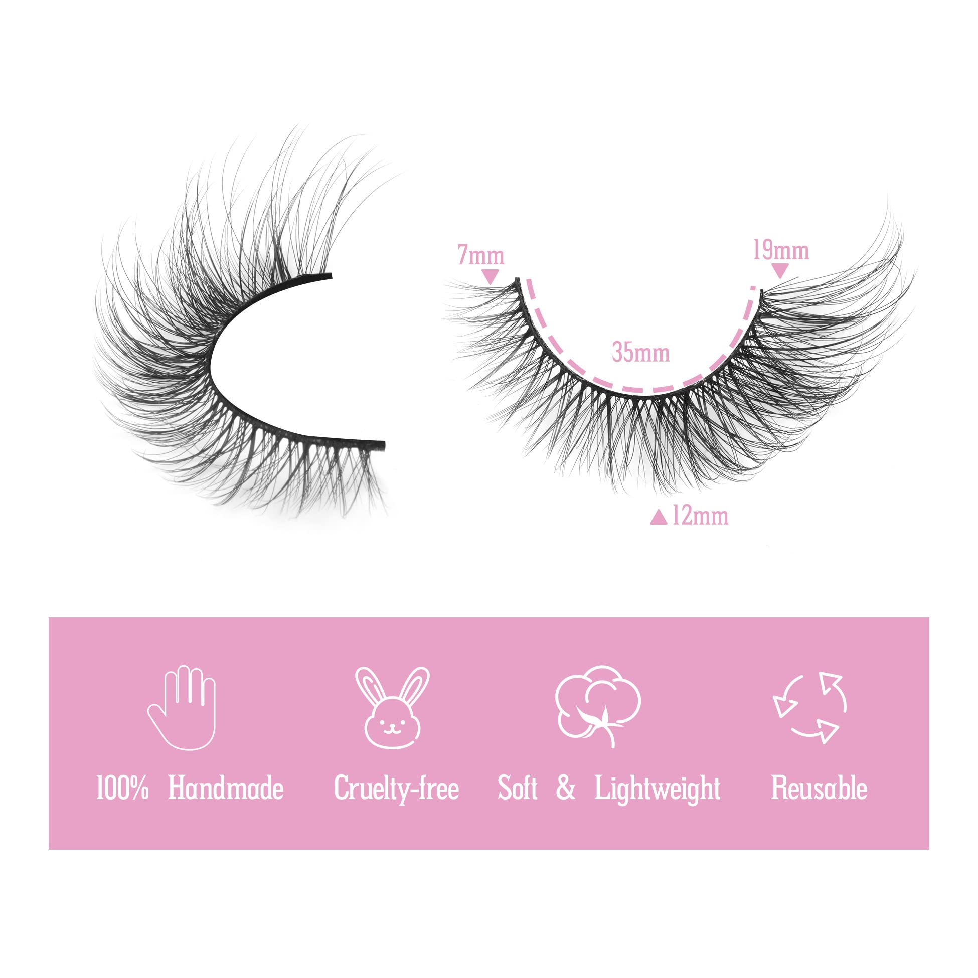 Eyelashes Fox Eye Natural Looking Russian Lashes Strip D Curly Fluffy Multi-layers Faux Mink Eyelash Wispy Cat Eye Lash Pack 8 Pairs